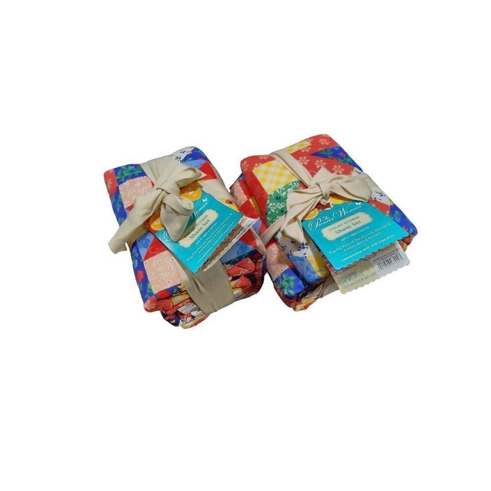4 Pioneer Woman Starlight Patchwork King Size Pillow Shams, NWT